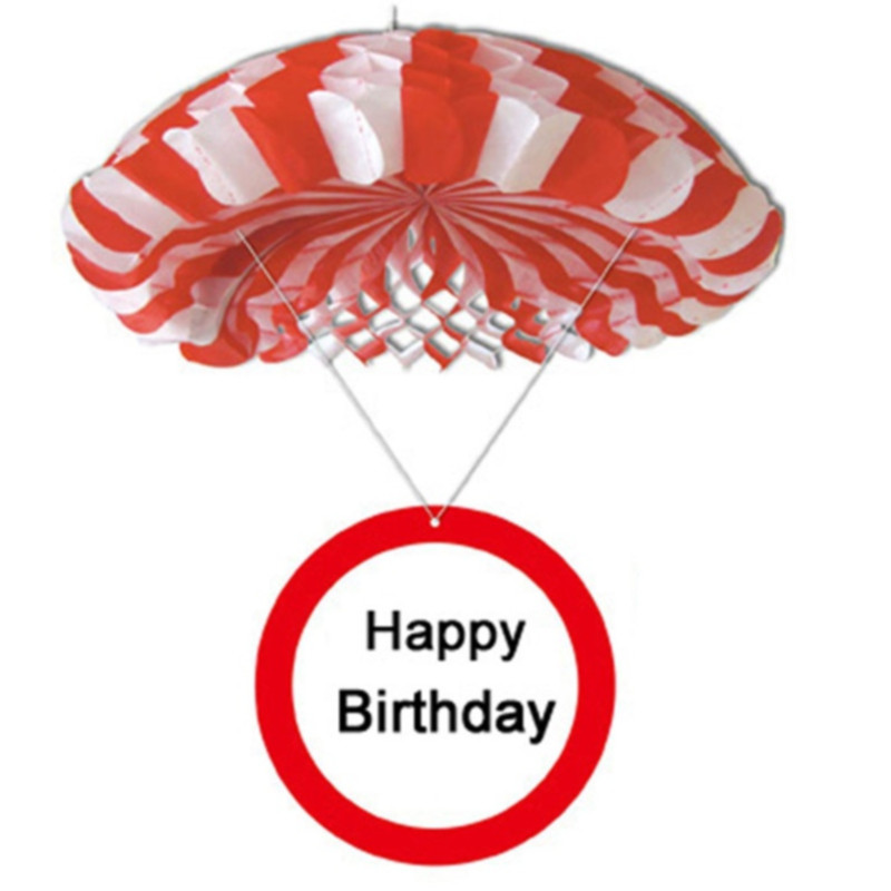 Deko-Fallschirm Happy Birthday rot weiß Partydekoration zum Geburtstag